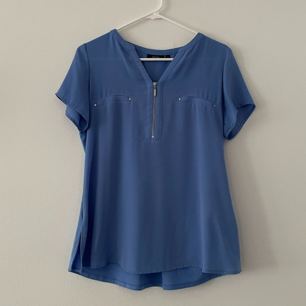 Apt. 9 Light Blue Zip Blouse